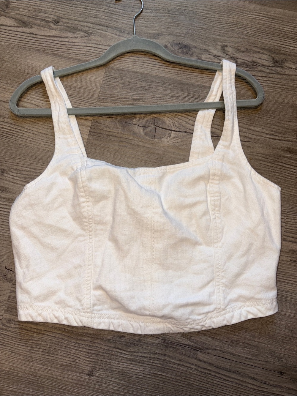 Pilcro White Cropped Tank with Wide Straps